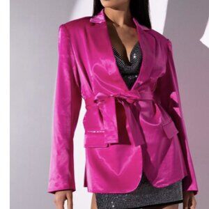Azalea Wang Bar None Satin Blazer with Tie Sash (XL)